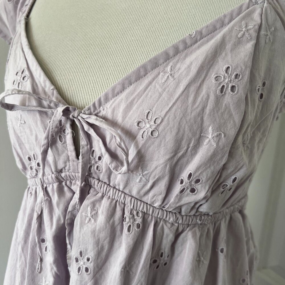 Hollister Pastel Lavender Eyelet Mini Babydoll Dress - Picture 6 of 6